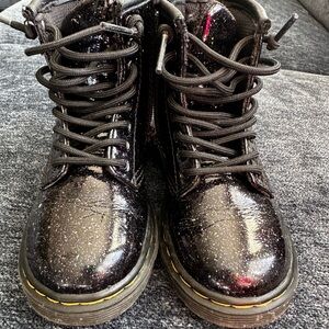 Dr. Martens Black Glitter Kids Boots